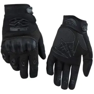Empire BT Operator THT Paintball Gloves - Black - black full-finger gloves shown from palm and back