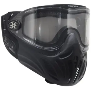 Empire E-Vent Paintball Mask - angled view of black mask with clear lens