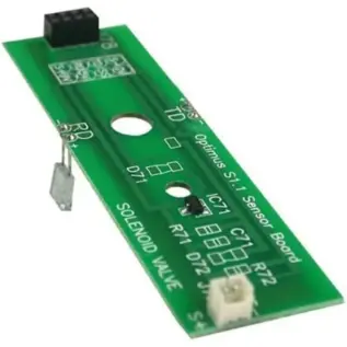 Empire Mini Eye Sensor Board - angled view of green circuit board with black and white connectors
