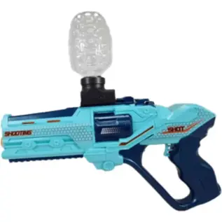 Gel Blaster Blue Shooting Elite 2-in-1 Gel And Nerf Gun - blue blaster with clear top bottle