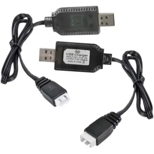 Gel Blaster Charger - two black USB charging leads and connector plugs