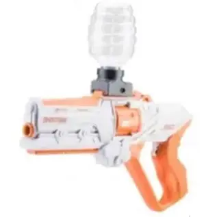 Gel Blaster Orange Shooting Elite 2-in-1 Gel And Nerf Gun - white and orange blaster with clear top bottle