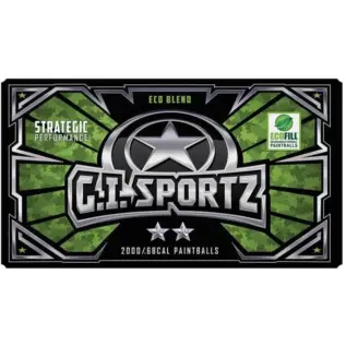 GI 2 Star .68 Cal Paintballs - green and black G.I. Sportz paintball box