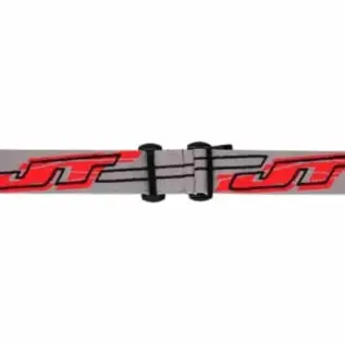 JT Premise Goggle C75 Replacement Strap Assembly - grey replacement strap with red JT logos and black buckle