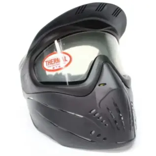 JT Premise Thermal Goggles In Poly Bag - angled view of black mask with thermal lens sticker