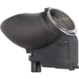 JT Revolution Paintball Loader - Smoke - angled view of smoke loader with clear lid