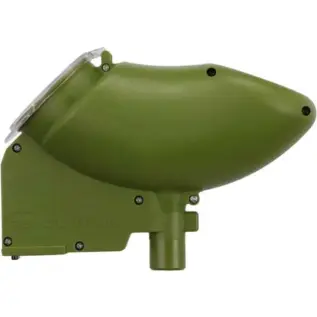 JT Revolution Paintball Loader - Olive - side view of olive loader with clear lid