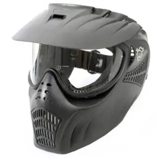 JT X-Ray PROtector Mask - angled view of black protective mask with clear lens