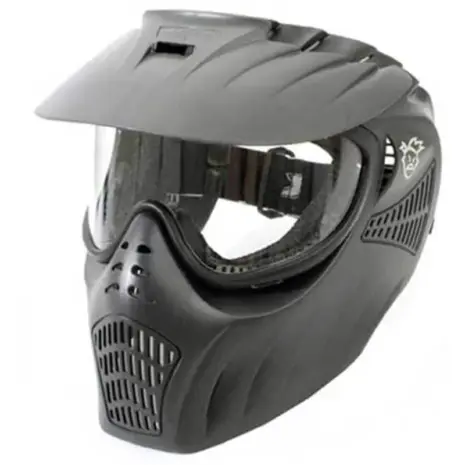 JT X-Ray PROtector Mask - angled view of black protective mask with clear lens JT X-Ray PROtector Mask - angled view of black protective mask with clear lens