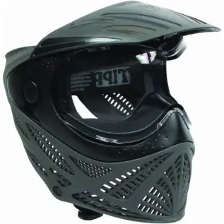 Tippmann Intrepid Paintball Goggle - angled view of black mask with dark lens