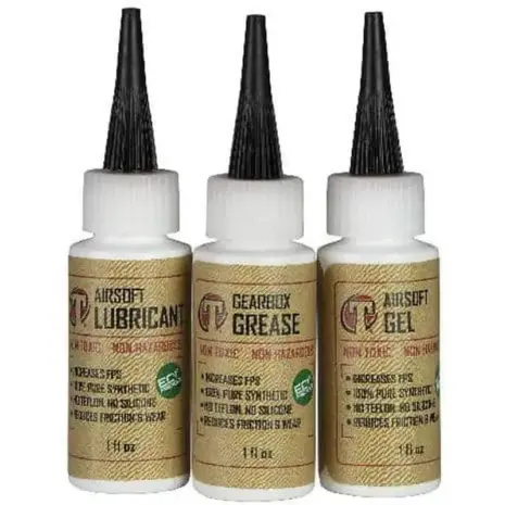 Tippmann Lubrication Oil Kit - 3 Pack - three small lubricant bottles with black pointed caps Tippmann Lubrication Oil Kit - 3 Pack - three small lubricant bottles with black pointed caps