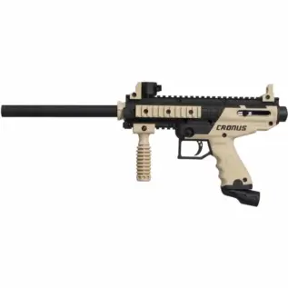 Tippmann Paintball Marker - Cronus Basic - side view of tan and black Cronus marker