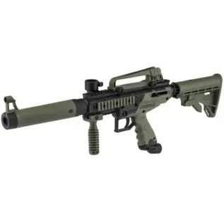 Tippmann Paintball Marker - Tactical Olive - side view of olive and black marker