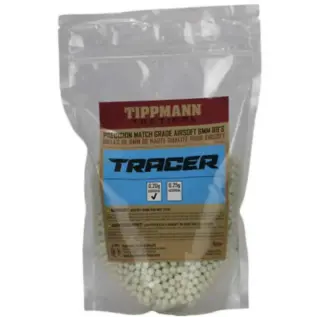 Tippmann 6mm White BBs - 1kg/50000bbs - white BBs in clear resealable bag with blue Tracer label