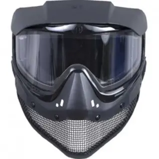 Tippmann Tactical Mesh Full Seal Mask - front view of black full-seal mask with goggles and mesh lower face