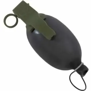 The Tippmann Big Boy Grenade in Tube - dark oval grenade with green lever and pull ring