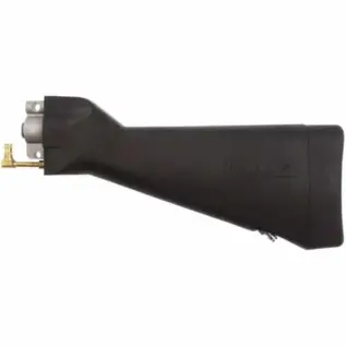 Tippmann X7 Phenom Paintball Air Thru Stock Commando - side view of black fixed air thru stock with brass fitting