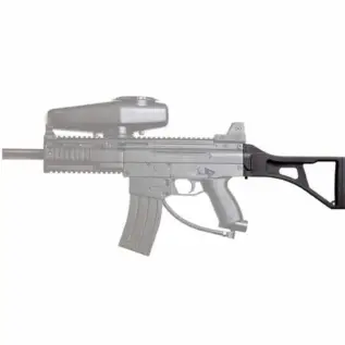 Tippmann X7 Folding Stock - black folding stock highlighted on faded marker illustration